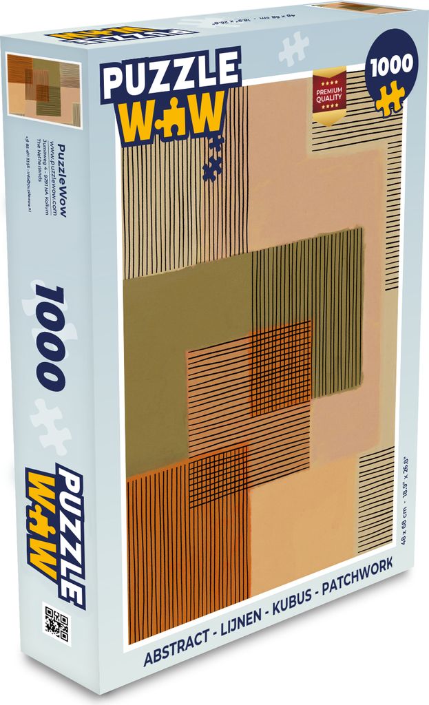 MuchoWow Puzzle 1000 Teile Abstrakt - Linien - Würfel - Patchwork - Spielzeug - Alt und Jung - Spiele - Puzzeln