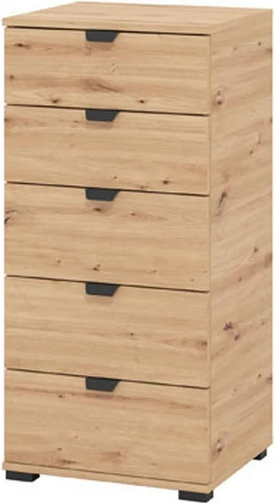 Commode Mainarda 5 Tiroirs Chêne Nœuds Marron 45x40x95h cm Chic - 10