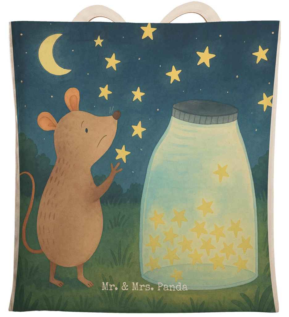 Mr. & Mrs. Panda shopping bag Maus Sterne Design - Weiß - Geschenk, Geburt, Kindergeburtstag, Taufgeschenk, Einkaufstasche, Lustige Sprüche, Beut...