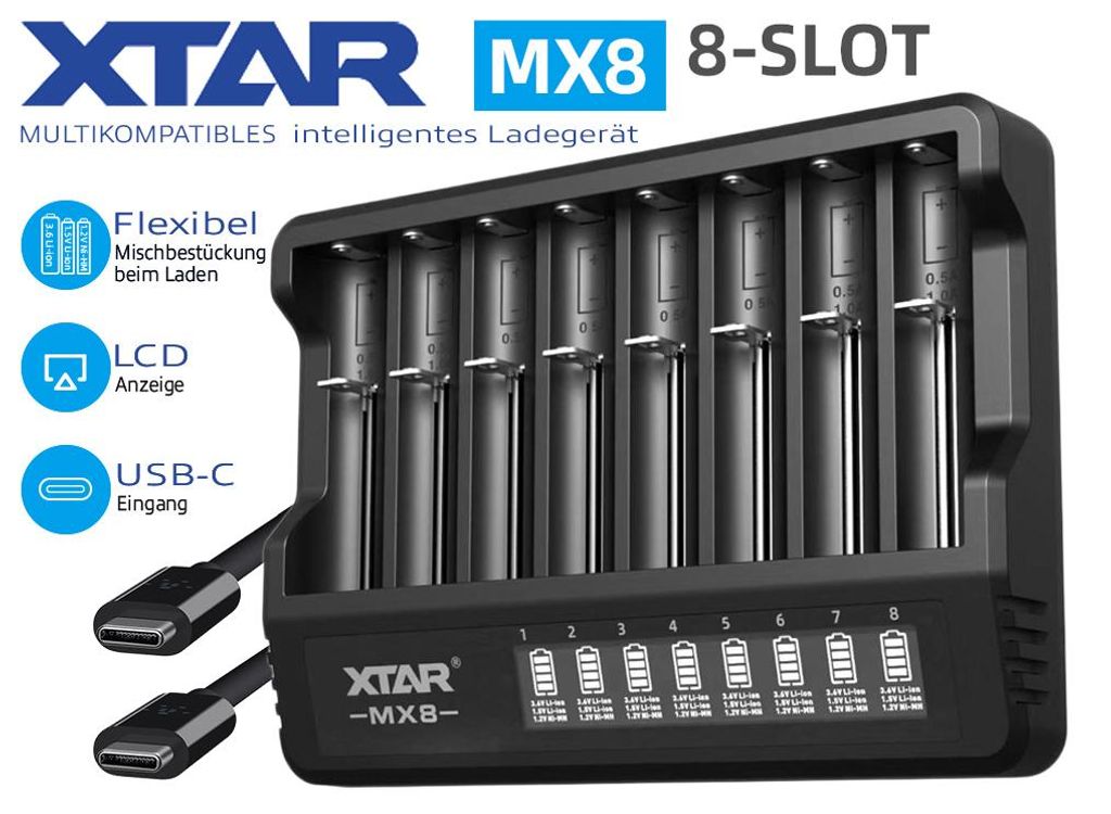 Xtar MX8 – Caricabatterie universale per batterie Immagine del prodotto 