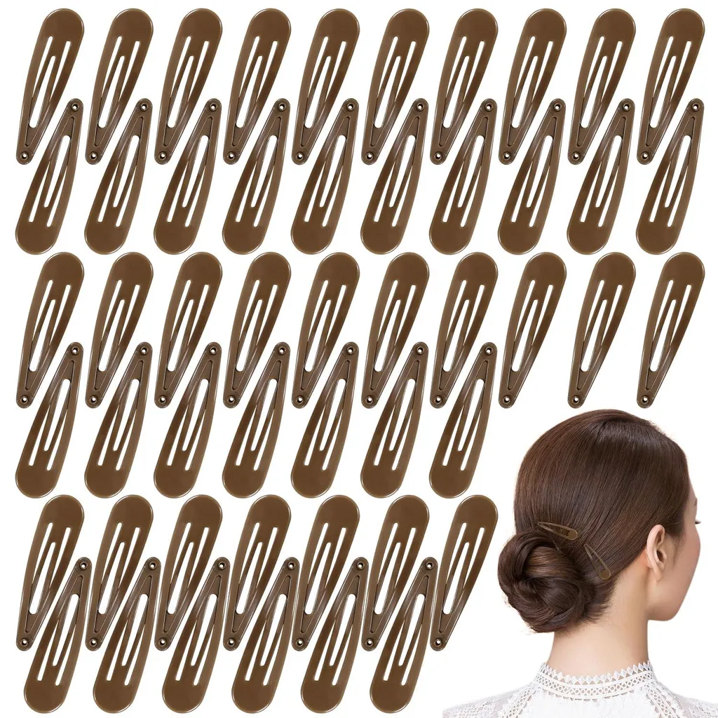 Barrettes Cheveux Anti-Glisse Marron Foncé - Lot 50 Pinces Métal 5 cm Femme