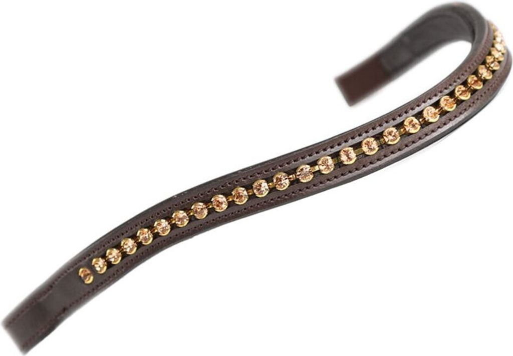 Aviemore - Strass Pferde-Stirnband, Leder ER1030 (Cob) (Braun/Gold)