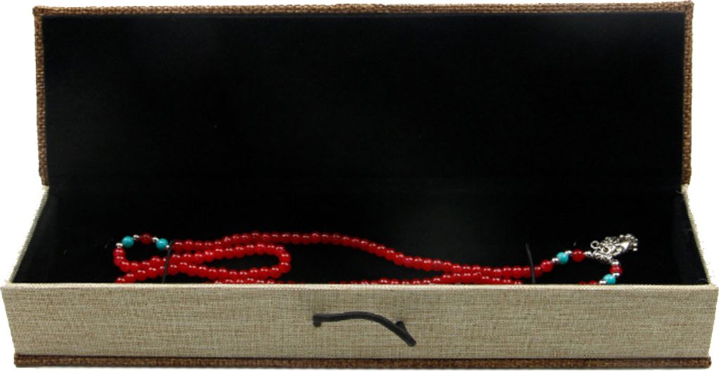 Retro Leinen Holzschnalle Schmuck Geschenkbox Ring Armband Perlen Aufbewahrungsbehälter-Braun,Long Chain Box