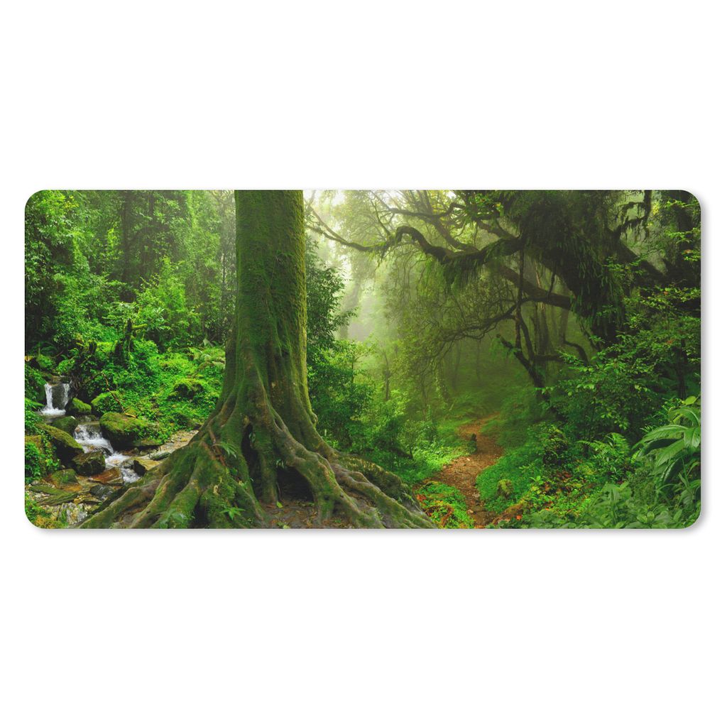 MuchoWow Schreibtischunterlage Dschungel - Grün - Asien 80x40 cm - XXL Mauspad - Gaming Mauspad