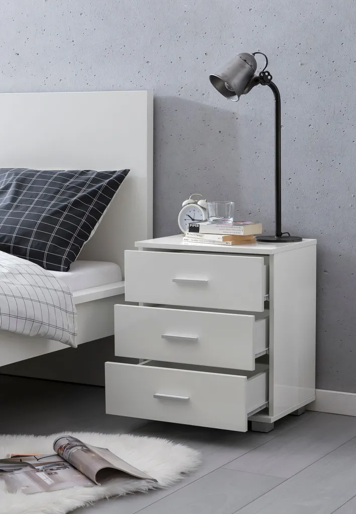 Table de Nuit Haute Brillance FineBuy - Meuble de Chevet Bois Moderne - 4