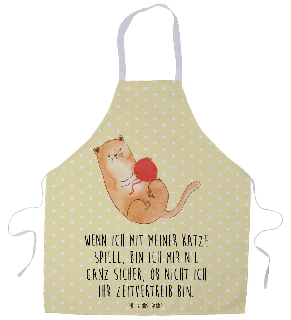 Mr. & Mrs. Panda Grillmeister Schürze Katze Wolle - Gelb Pastell - Geschenk, Küchenschürze, Kochkleidung, Vorbinder, Cats, Arbeitsschürze, Katz...
