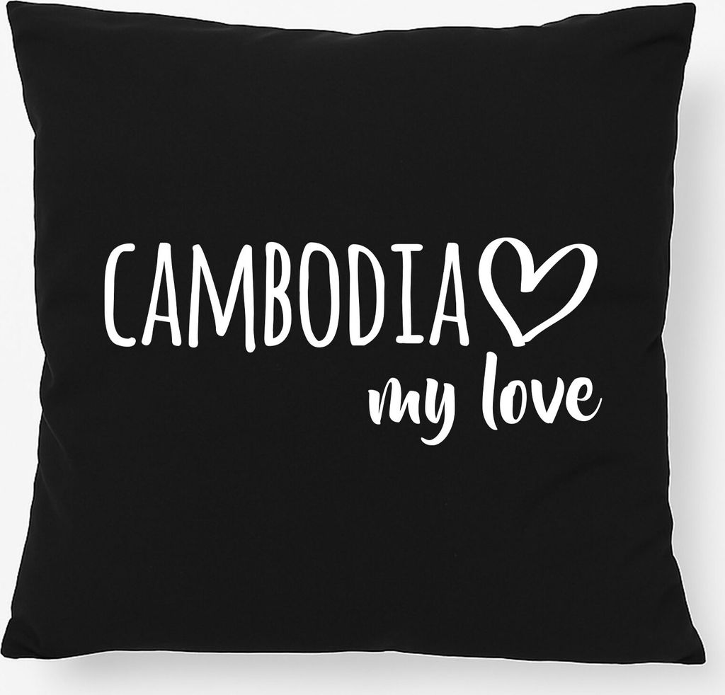 Huuraa Kissen Cambodia my love 40x40cm mit Füllung Black Produktbild 