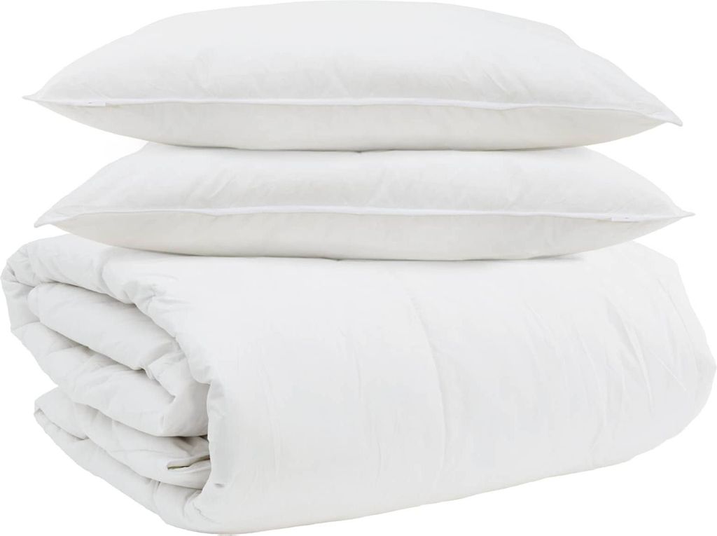 vidaXL Bettdecken Set mit Kissen 3 pcs Weiß Daunenfeder