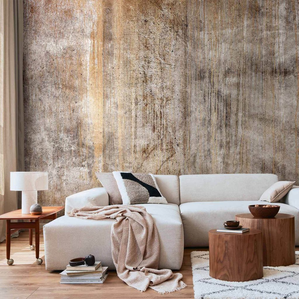 Vlies Fototapete - Abstract beige - background with black textured concrete patterns 450x315 cm Muster f-A-10030-a-a