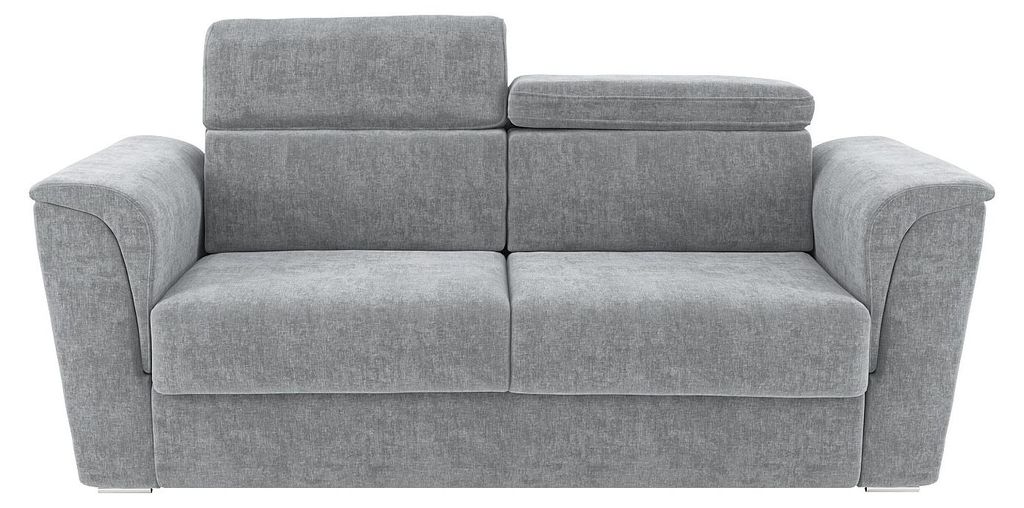 3-Sitzer-Schlafsofa mit Express-Klappmechanismus aus grauem Strukturstoff – Liegefläche auf breiten Latten (140 cm) – Matratze 18 cm – RIZORA