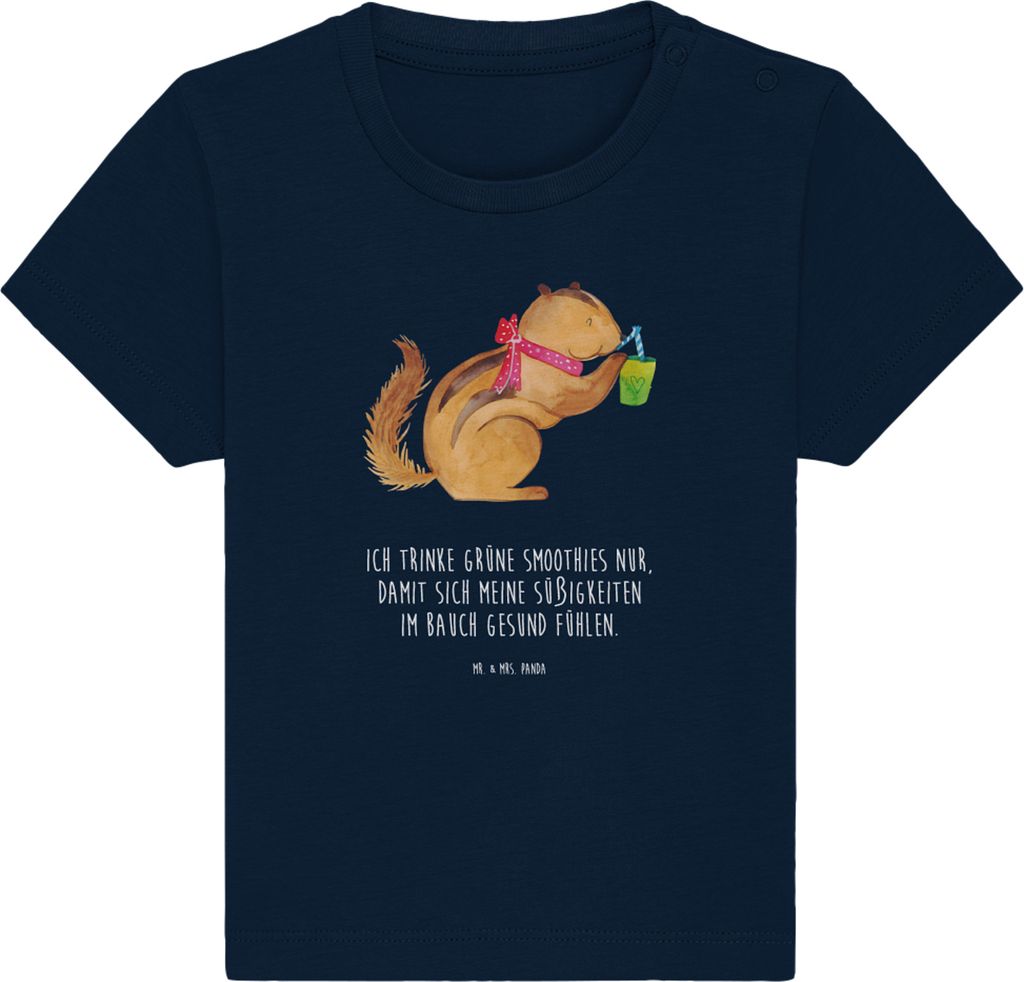 Mr. & Mrs. Panda Babyshirt Eichhörnchen Smoothie 12. - 18. Monat - French Navy - Geschenk, Öko Baby T-Shirt, Organic, Kleinkind, Abnehmen, , Diä...