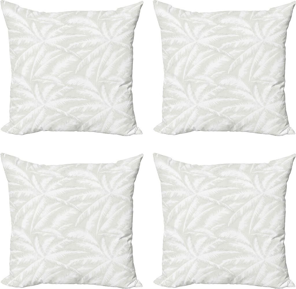 ABAKUHAUS Abstrakt Kissenbezug Set (4 Stück), Flüchtiger Palm Jungle, Moderner Doppelseitiger Digitaldruck, 45 cm x 45 cm, Grün und Weiß