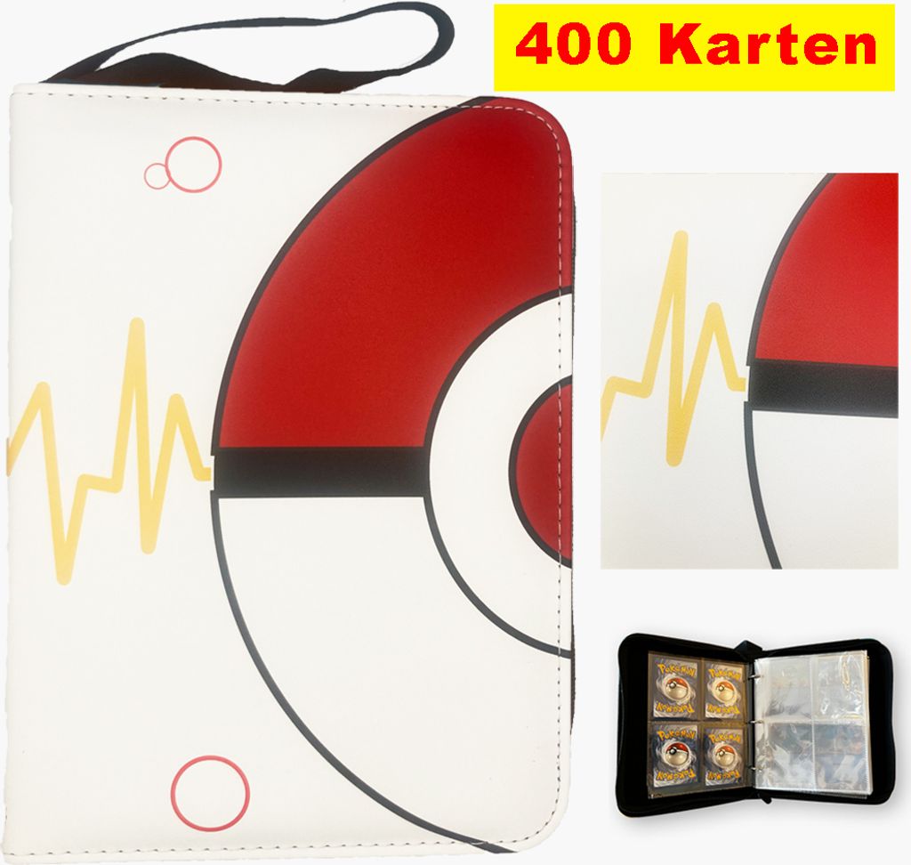 Pokemon 400 Karten, tragbares Mini-Album, Scrapbook-Album kompatibel, versiegeltes Cartoon-Sammelalbum, Pokémon Sammelkarten Album 400 Karten,Heft