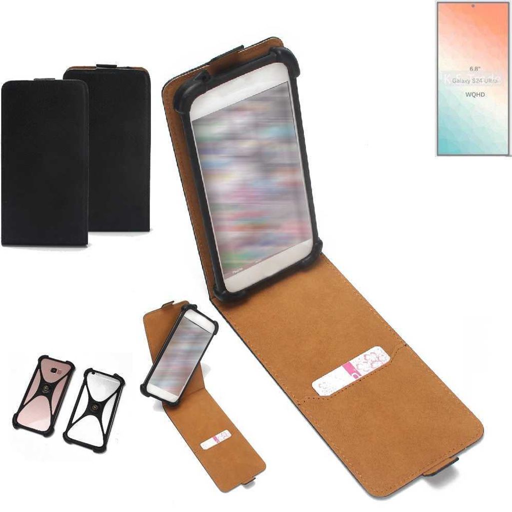 K-S-Trade Handyhülle Schutzhülle kompatibel mit Samsung Galaxy S24 Ultra Hülle Case Cover Flip Style Bumper schwarz 1x