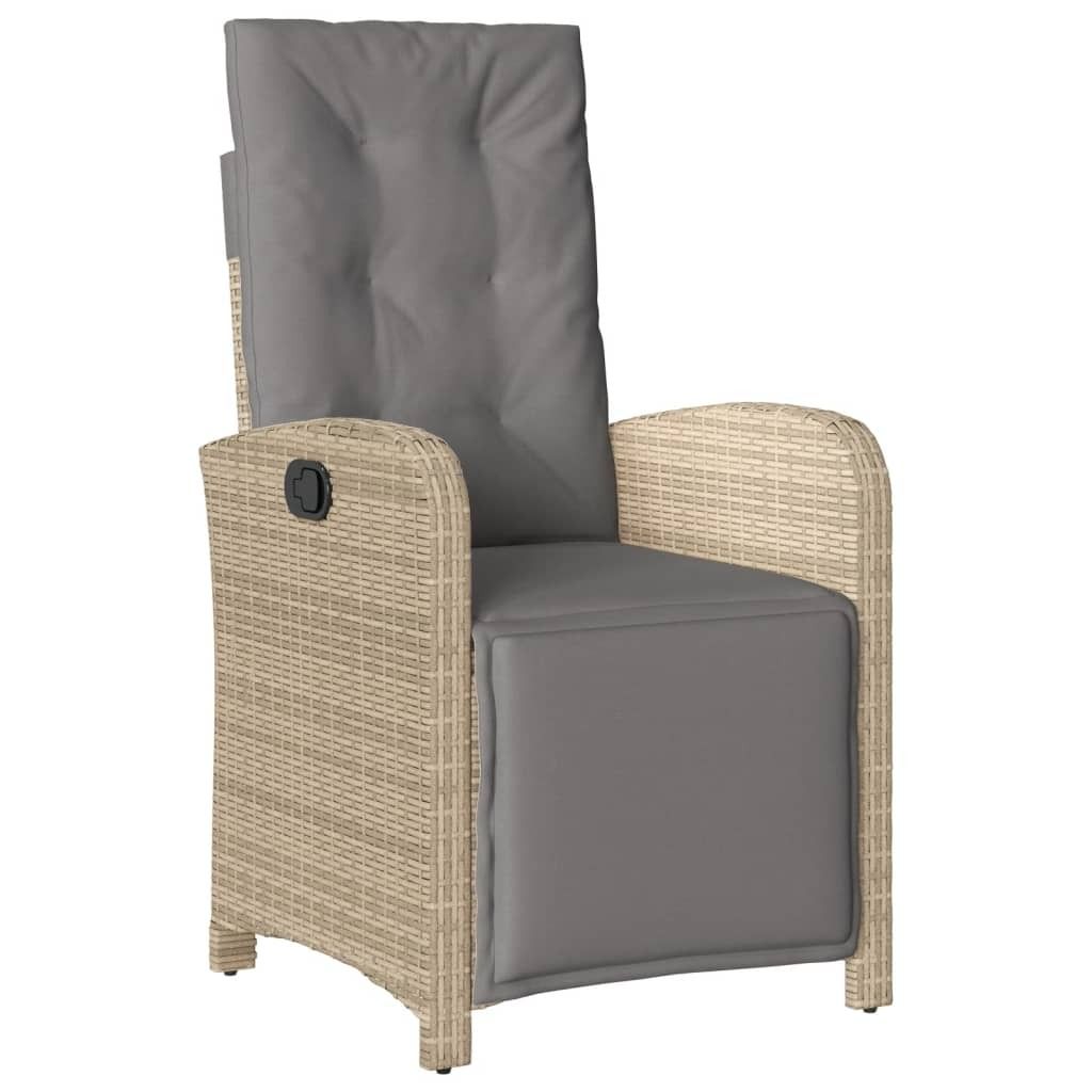 "WINTER SALE"Stuhl Terrasse - Gartensessel mit Fußteil Verstellbar Beigemischung Poly Rattan - 57x61x93cm - Gartenstühle NeuMöbel651748