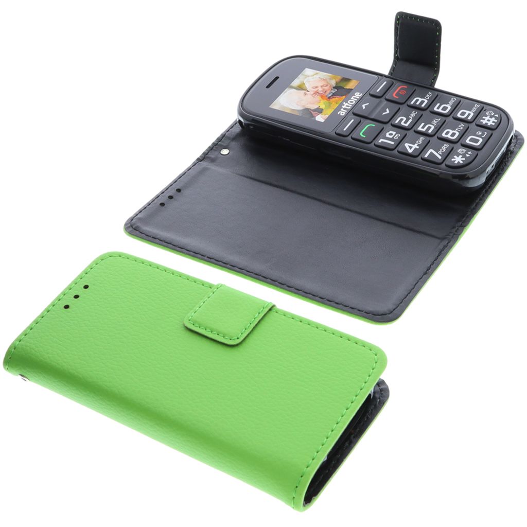 foto-kontor Tasche kompatibel mit Artfone CS182 Schutzhülle Book Style grün Schutz Hülle Buch