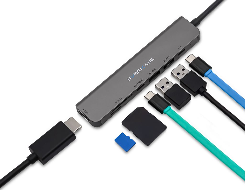 Hurricane C0914 7-in-1 USB Type C HUB Dock 4K HDMI Produktbild 