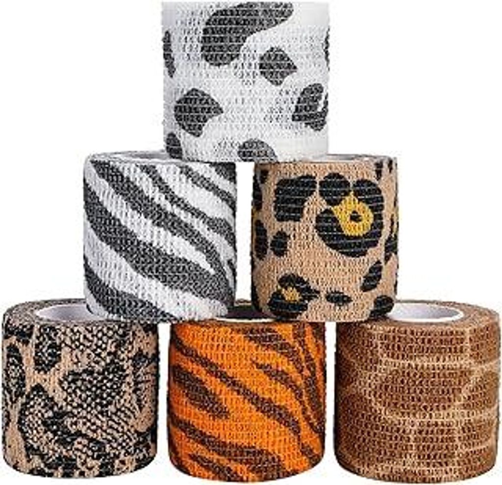 6 Rollen Haftbandage, 5 cm × 4,5 m, kohäsives Erste-Hilfe-Klebeband, zum Schutz von Fingern, Handgelenken, Knöcheln, für Kinder, Erwachsene, Hu...