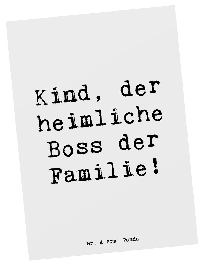 Mr. & Mrs. Panda Postkarte Spruch Kind Heimliche Führungskraft - Weiß - Geschenk, Ansichtskarten, Grußkarte, Tanten, Alltagsleben, Freude, bildk...