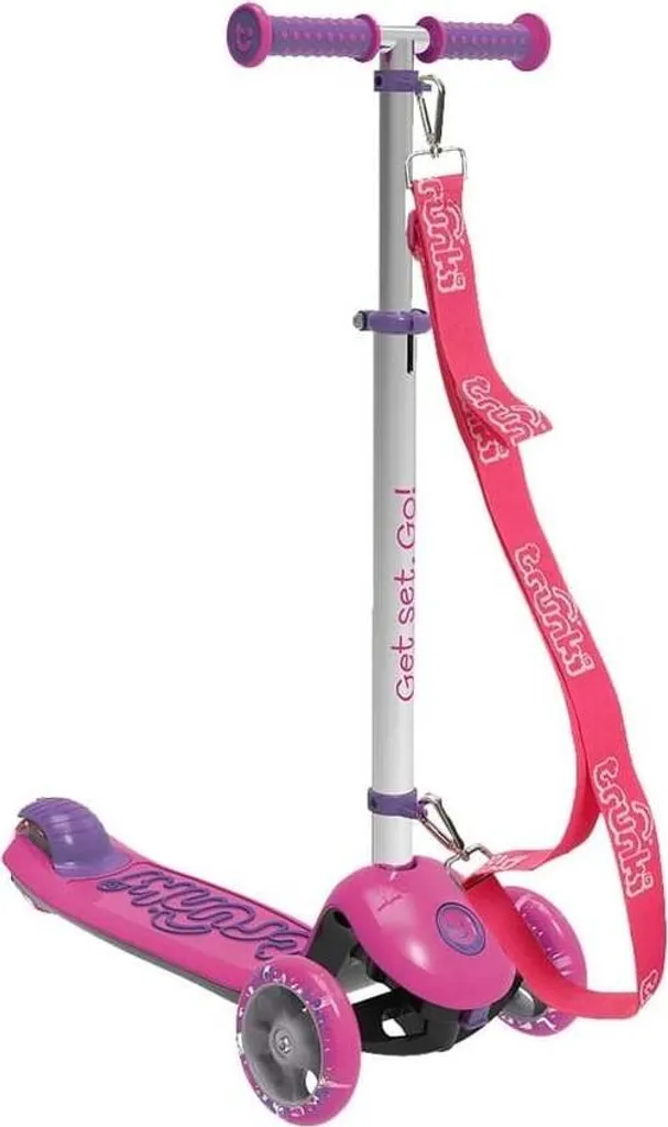 Trottinette pliable rose Trunki avec deck large de sécurité