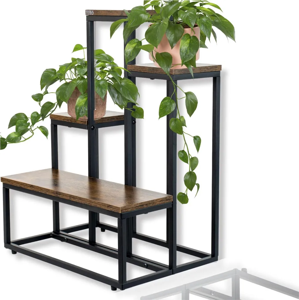 Étagère porte-plantes industrielle 6 pots en métal pour salon et balcon