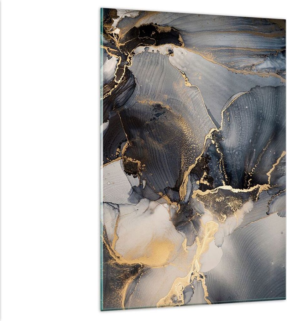 Bilder auf glas - Einteilig - Dunkel Abstraktion Gold - 80x120cm - Glasbilder - Wandbilder - Bilder - zum Aufhängen bereit - Wanddekoration aus Gl...