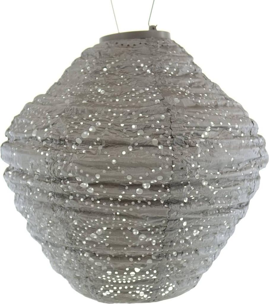 LUMIZ Lampion Solarlampe Jar 30 Mandela Taupe hellgrau Ø 30 cm - Tyvek