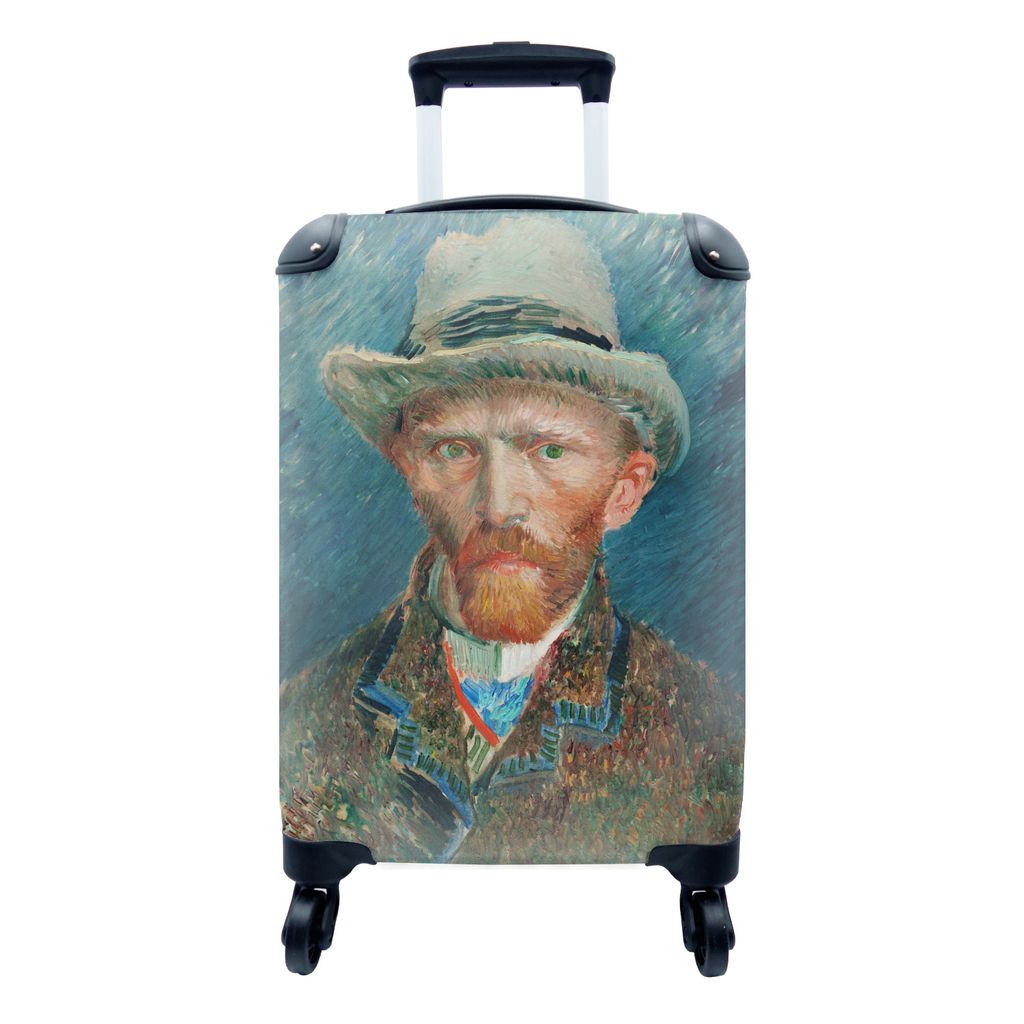MuchoWow Koffer Handgepäck Trolley Rollkoffer Kleine Reisekoffer mit 4 Rollen - Selbstporträt - Vincent van Gogh - Cabin Size < 55x40x23 cm & 5...