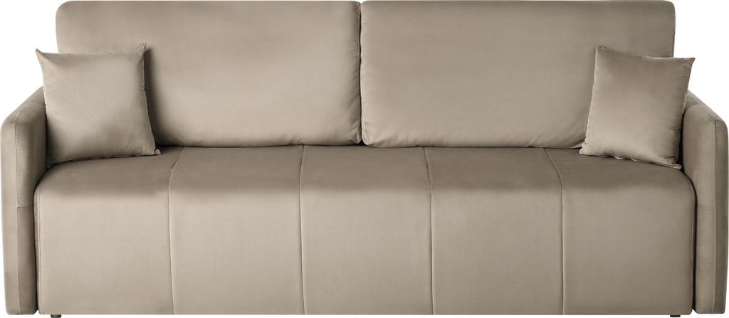 BELIANI Schlafsofa Taupe Samtstoff 3-Sitzer Gepolstert mit 2 Kissen Klappbar Schlafcouch Bettsofa Polstersofa für Wohnzimmer