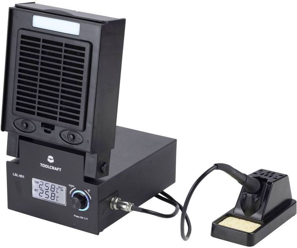 TOOLCRAFT LSL-951 Lötstation mit LED-Beleuchtung und Lötrauchabsaugung digital 80 W 160 - 480 °C