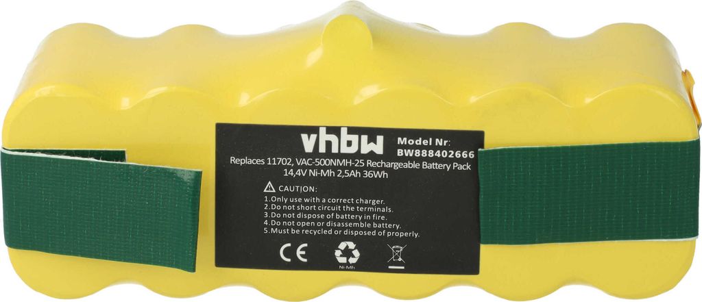 vhbw Akku kompatibel mit iRobot Roomba 790, 800, 870, 880, 785, 872, 871, 882, 780, 782, 866, 876, 882E, 782E Saugroboter (2500 mAh, 14,4 V, NiMH)