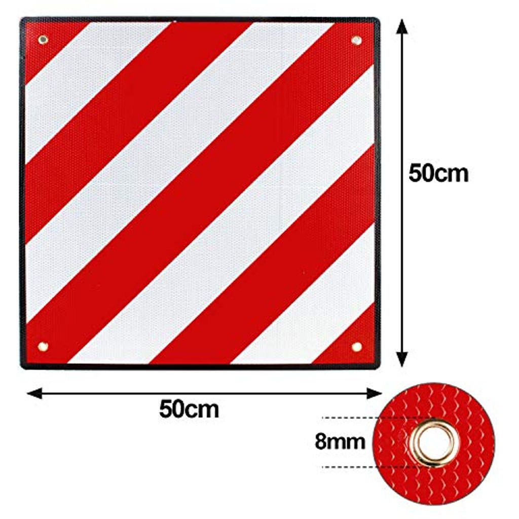 Warntafel Rot & Weiß Italien Spanien 50x50cm Reflektierend Wendetafel Warnschild 