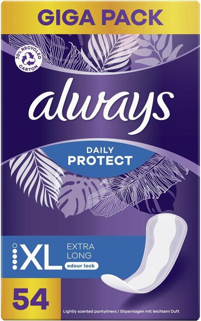 A package of Always Dailies panty liners with a floral design.