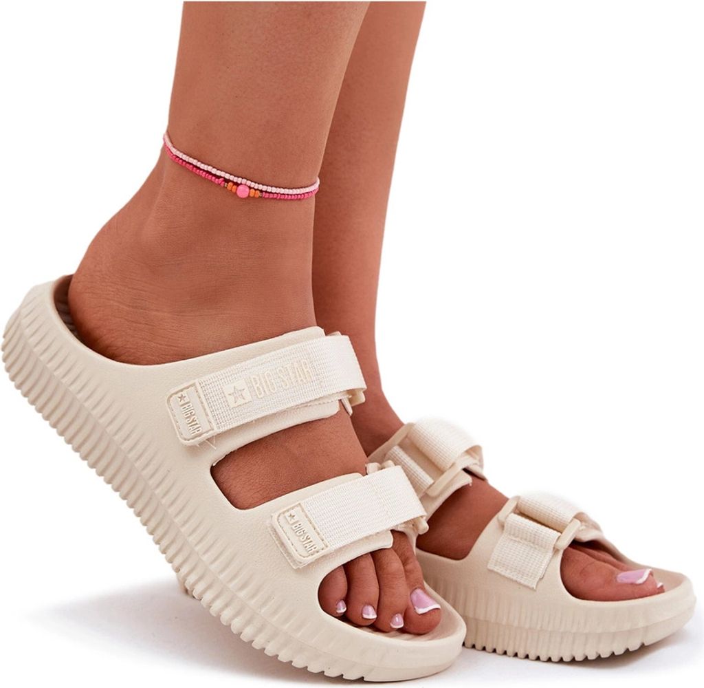 Damen Schaum Sandalen Mit Klettverschluss Big Star RR274A529 Beige 36