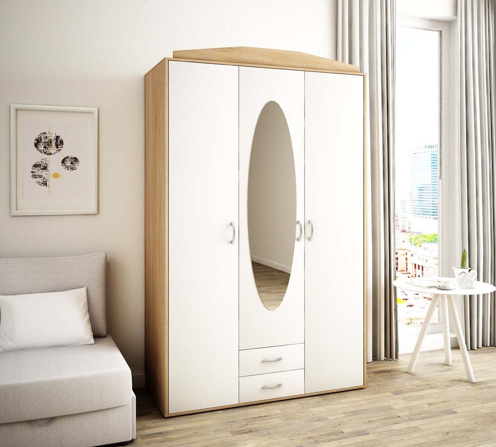 Prostorná šatní skříň se zrcadlem MARIETTA - šířka 127 cm, Obrázek produktu 