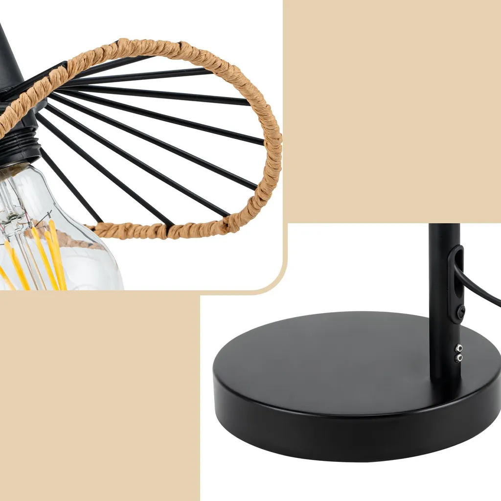 Lampe de Bureau E27 Style Industriel avec Câble et Interrupteur