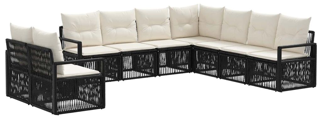 vidaXL Gartensofa-set 9 pcs Schwarz Poly-Rattan