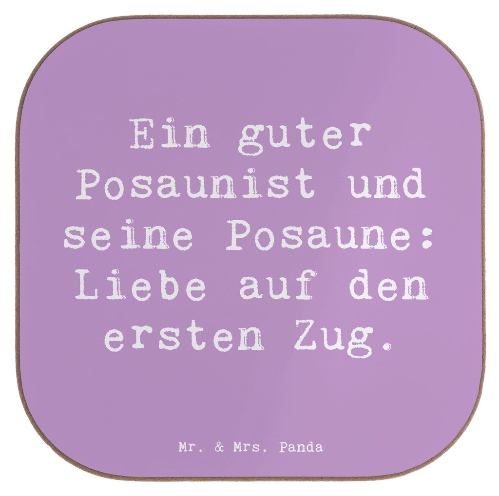 Mr. & Mrs. Panda Tischuntersetzer Spruch Posaune Liebe - Lavendeltraum - Geschenk, Musikerwitz, Untersetzer für Gläser, Musikinstrument, Lernen, ...