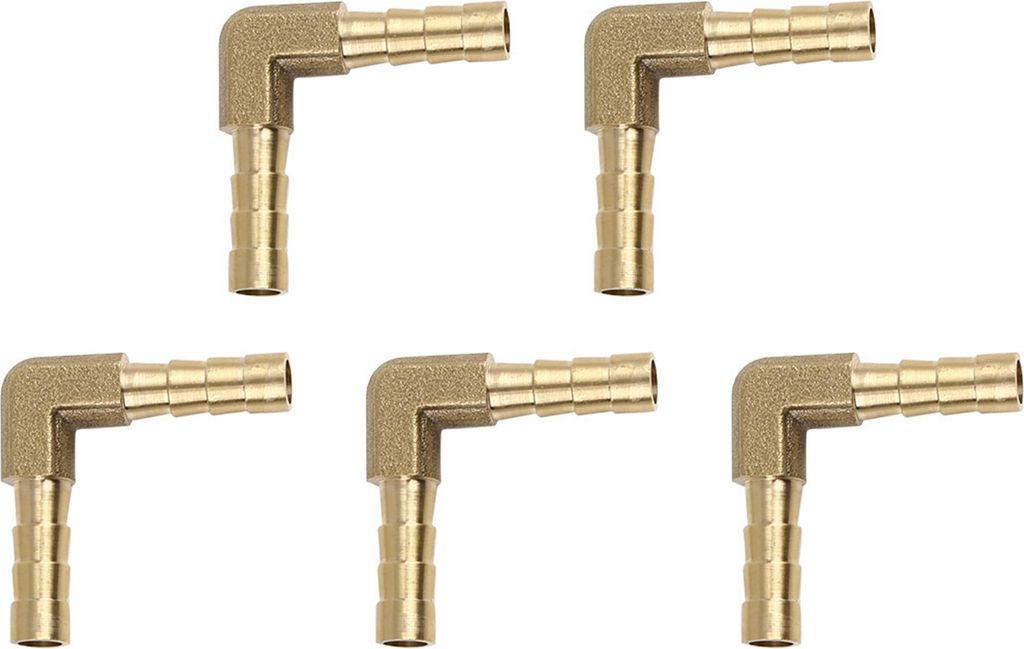 5 Stück Schlauchanschluss Messing Schlauchverbinder 5mm Widerhaken 90 Grad Außengewinde 2-Wege L-Form Schlauchtüllenfittings