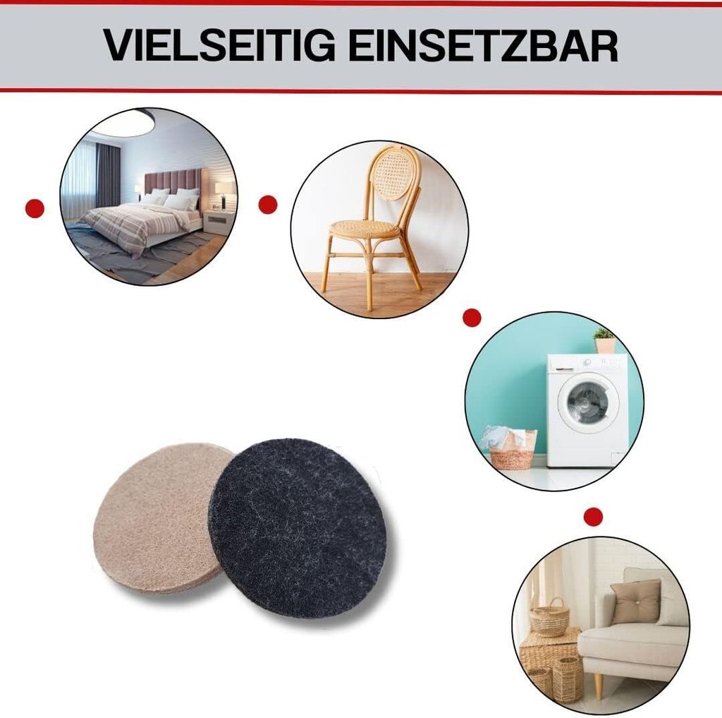 Filzgleiter Mix-Set - 133 Selbstklebende Möbelgleiter In 7 Formen Zum Schutz Von Böden Und Möbeln