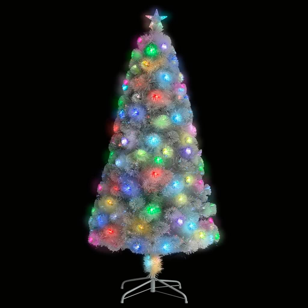 vidaXL Künstlicher Weihnachtsbaum mit Beleuchtung Weiß 120cm Glasfaser