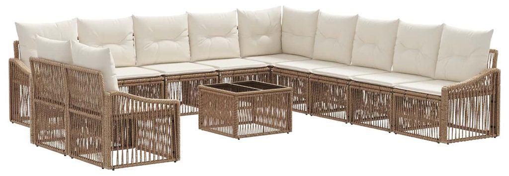 vidaXL Gartensofa-set 12 pcs Beige Poly-Rattan