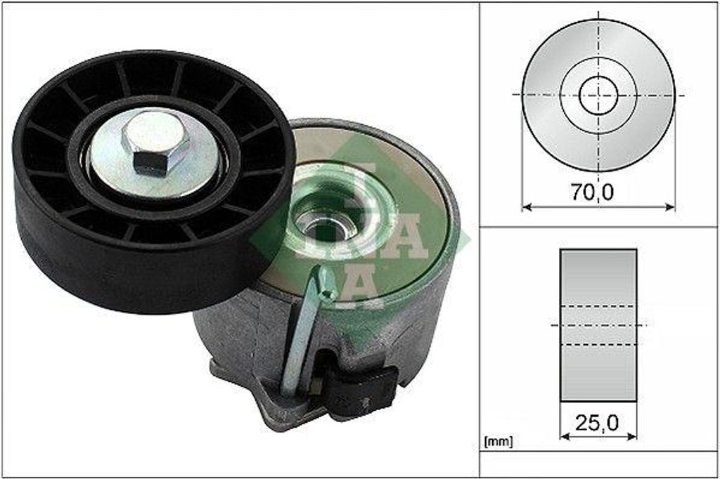 INA 534 0280 10 Riemenspanner, Keilrippenriemen OE 081838 kompatibel mit Jumper, Ducato, Daily, Massif, Boxer