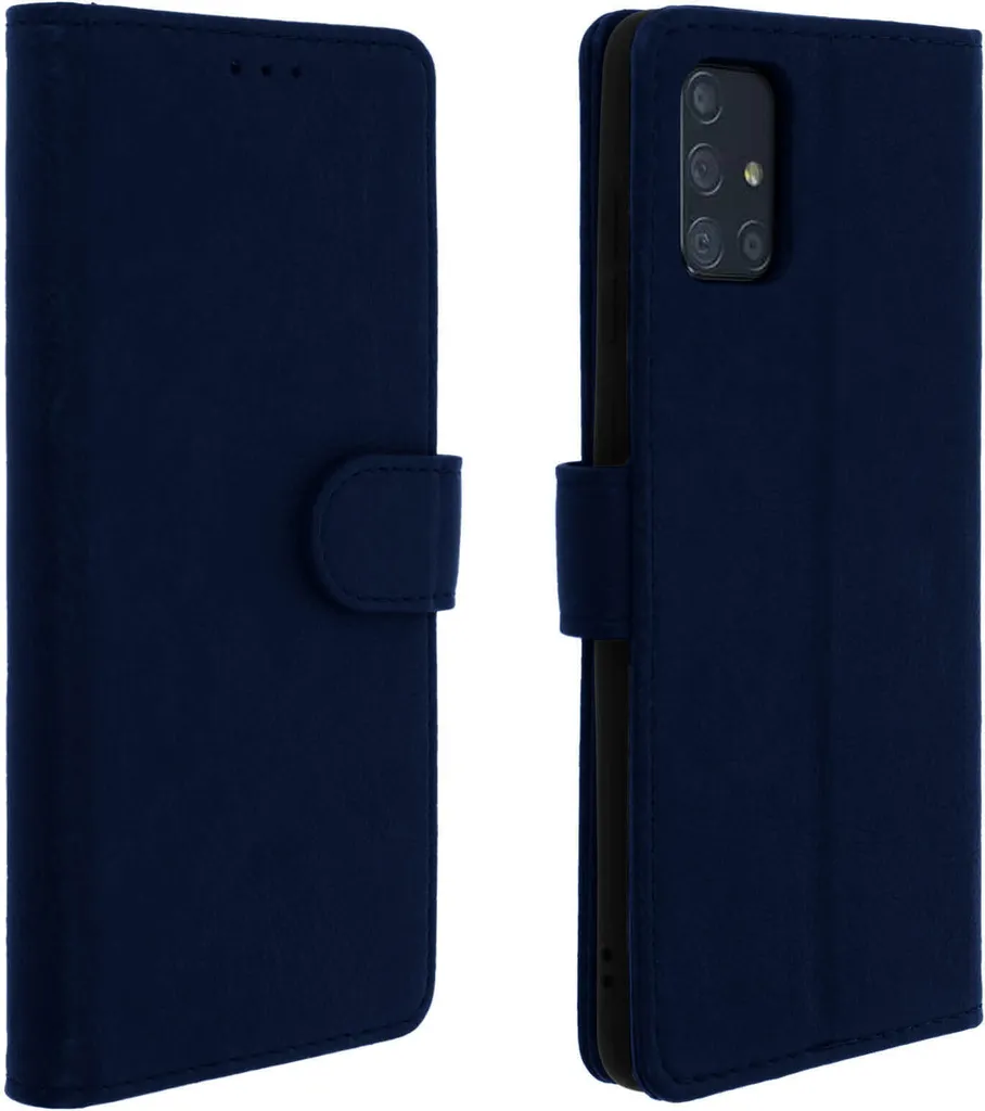Custodia Avizar Wallet Samsung A71: Portafoglio in Eco-Pelle Blu Scuro