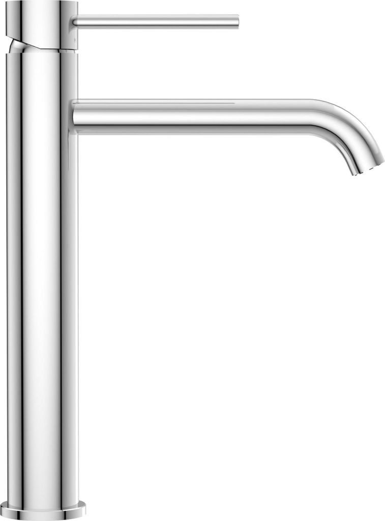 Balneo Wasserhahn Waschtischarmatur hoch silber Edelstahl | Einhandmischer für Waschbecken CASCADE CHROM
