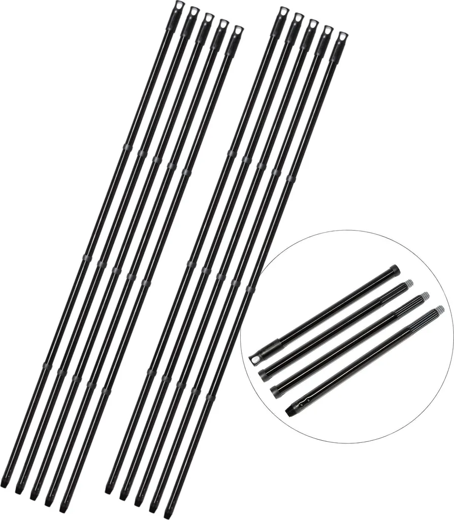 Novaliv Manche à balai à vis premium 137cm en métal noir - Lot de 10