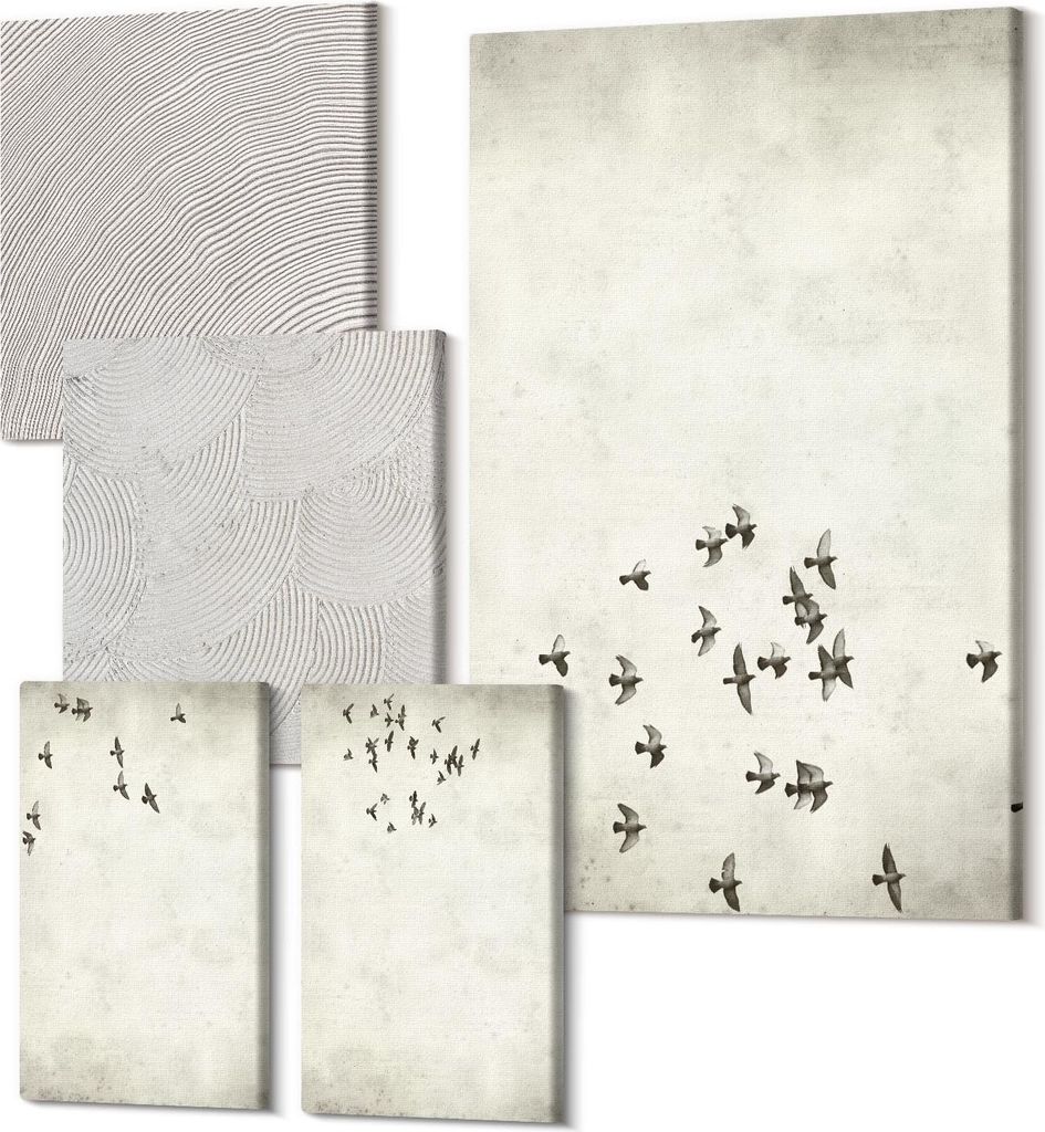 Wandbilder Leinwand 5-teilig – – Polycanvas Kunstdruck – Moderne Bilder für Wohnzimmer & Schlafzimmer – Aufhängefertig – 2x 30x30 cm +...