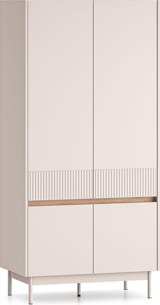 Kleiderschrank Dunea Schlafzimmerschrank 92x53x193cm Cashmere Eiche Cremona Torro 4-türig