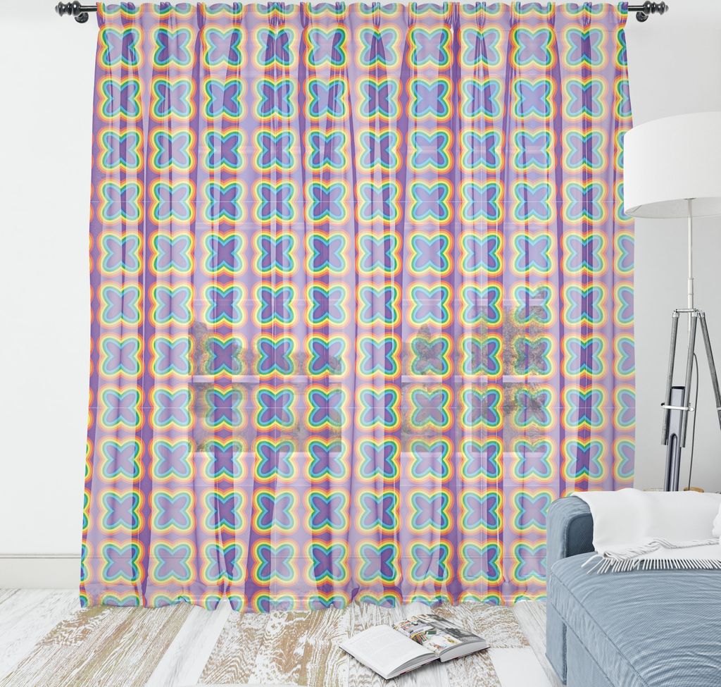 ABAKUHAUS Regenbogen Wandteppich, Abstrakt Butterly Inspired Multicolor Print Repetitive, Wohnzimmer Schlafzimmer seidiges Satin Wandtuch, 274 cm ...