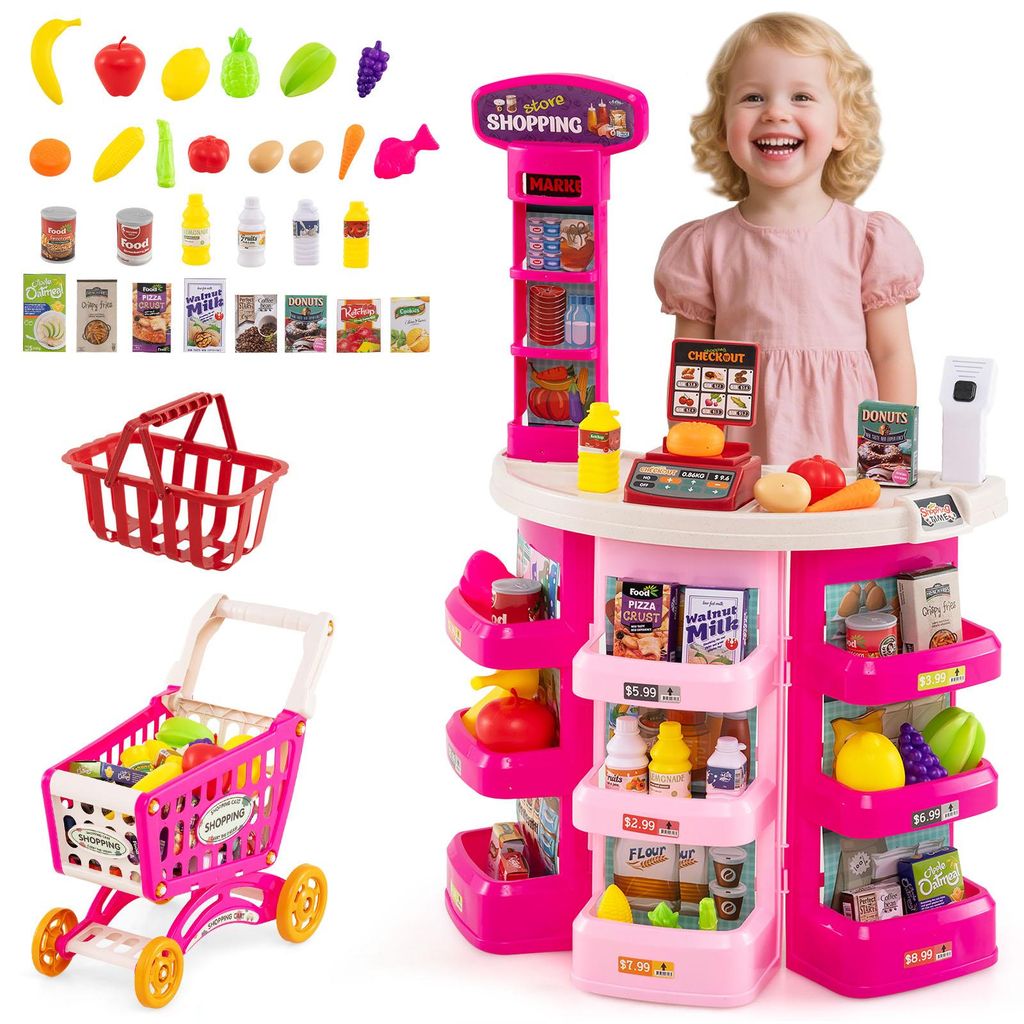 COSTWAY Kaufladen mit Einkaufswagen, Kinder Kaufmannsladen Produktbild 